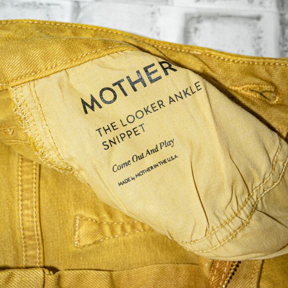 MOTHER Denim Looker Ankle Snippet Jeans Yellow Come out and Play Size 25 - Picture 6 of 12